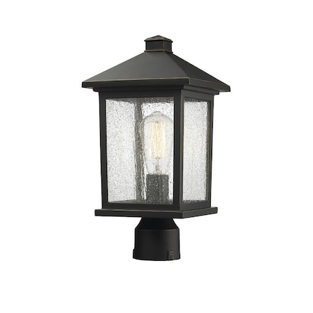 Z-Lite Portland 1 Light Post Mount Light, Oil Rubbed Bronze And Clear Seedy 531PHMR-ORB